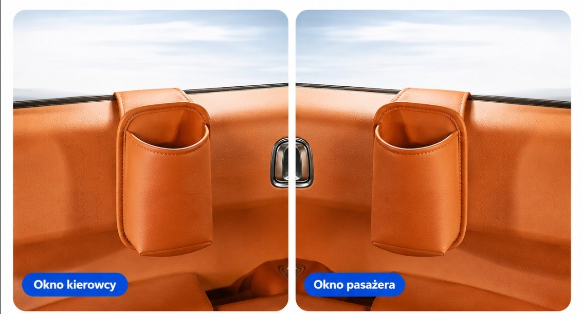 Zestaw Duo - 2 skorzane kieszenie zamontowane na oknie kierowcy i pasazera