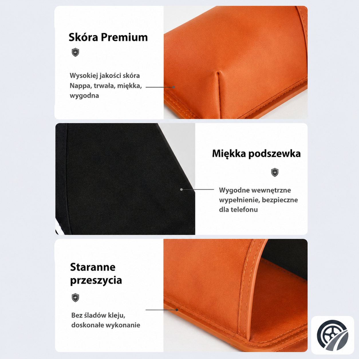 Skórzana kieszeń samochodowa na drzwi - organizer, uchwyt na kubek i akcesoria